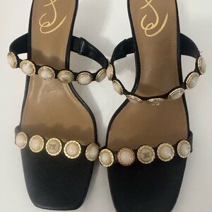 Sam Edelman Black Sandals with Gold and Cream Accents